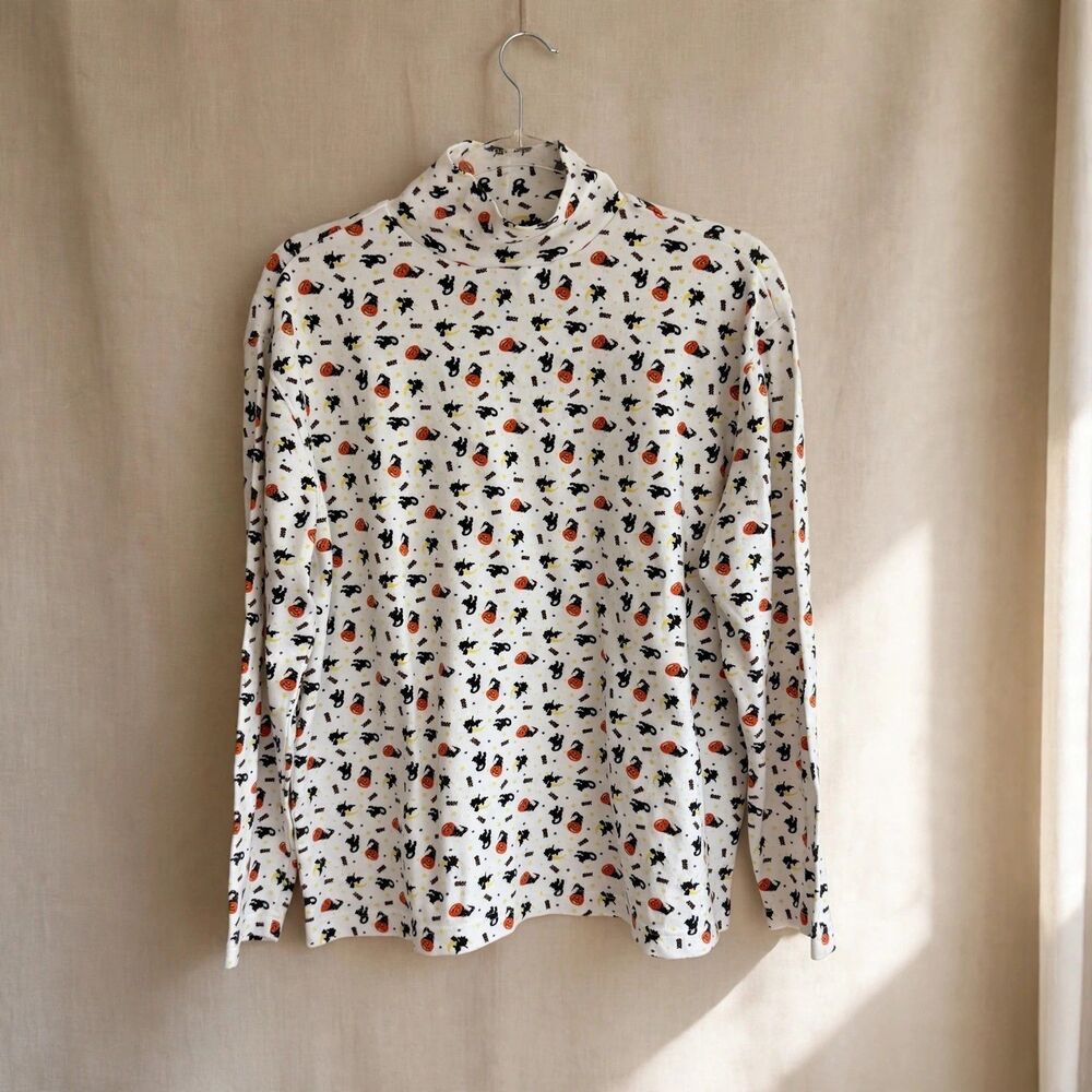 Fashion Bug Halloween Turtleneck 14/16W Pumpkin Black Cat Witch Spooky Fall